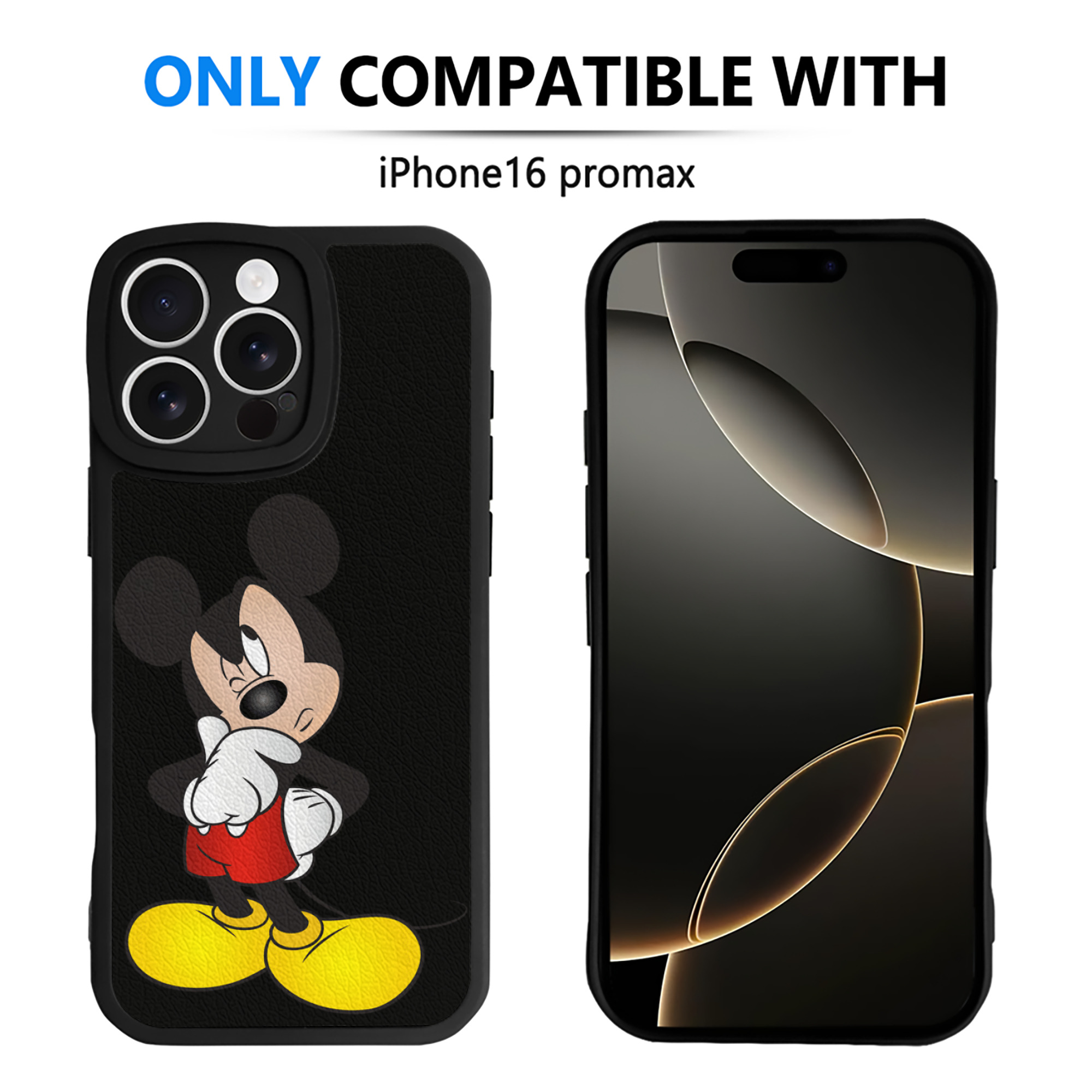 （画像用） ミッキーマウス Mickey Mouse 【iPhone 16シリーズ対応】シリコンスマホケース（レザー調） 材質：シリコン
